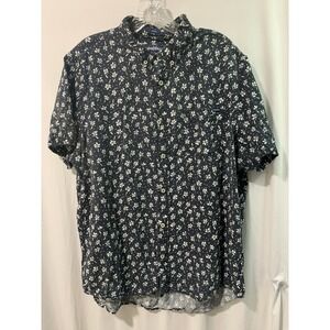 Chubbies Floral Print Button Down Black White Short Sleeve Casual Shirt‎ Large